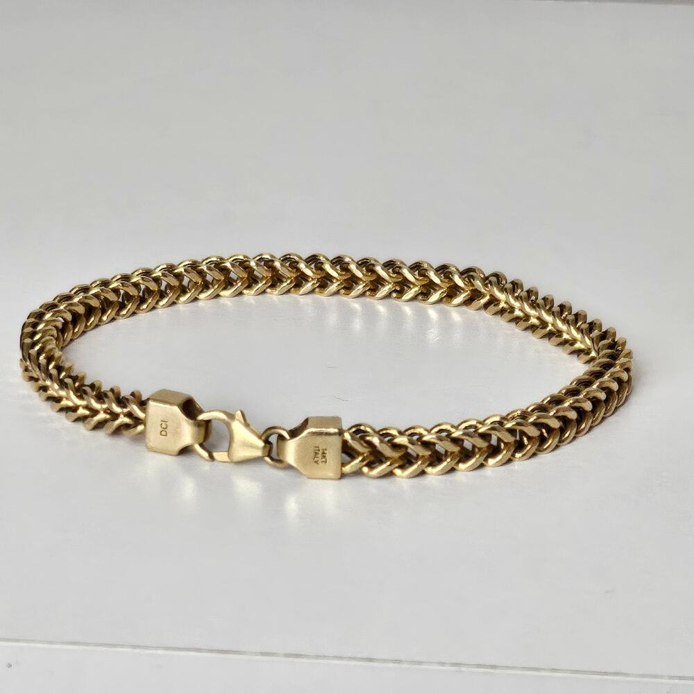 14KT Gold Franco Chain Men’s Bracelet – Made in Italy 🇮🇹 ✨b